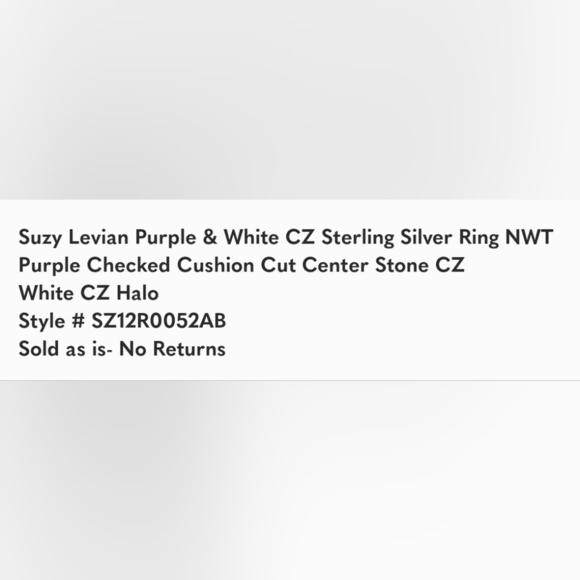 🔹️Suzy Levian🔹️ Sterling Silver Purple and White Cubic Zirconia Halo Ring - Picture 7 of 8